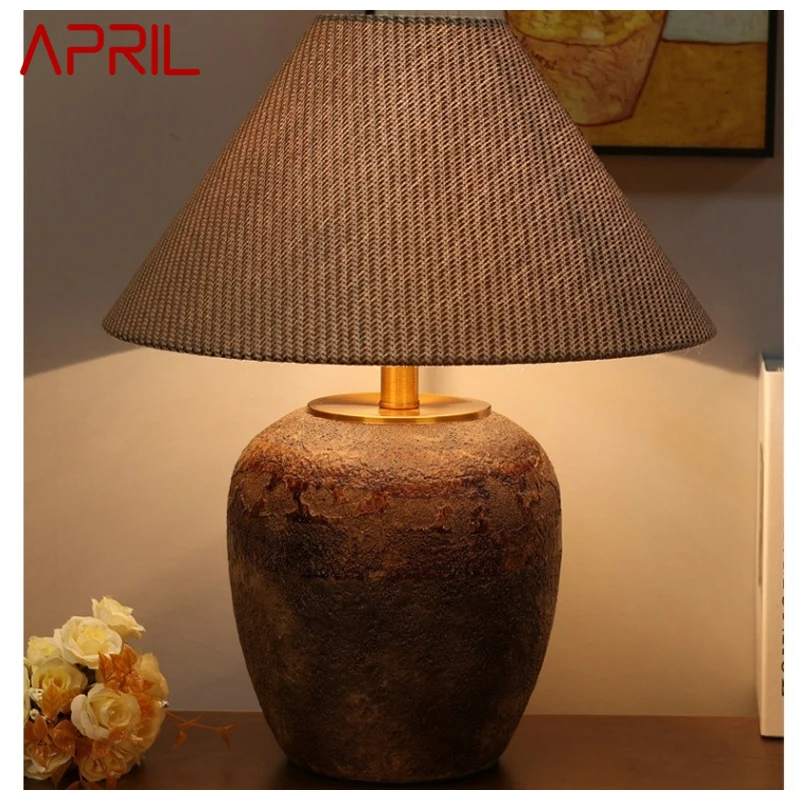

APRIL Nordic Ceramic Table Lamp Modern Art Living Room Bedroom Study Villa LED Originality Desk Light
