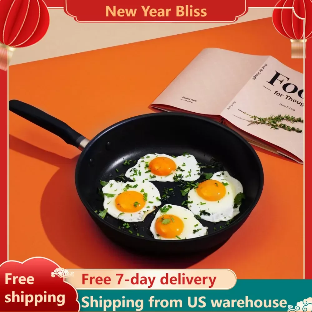 

8-Inch Kitchen Series Hard Anodized Ultra Durable Nonstick Induction Frying Pan Saucepan Matte Black Dutch Oven Cookware Pot Bar