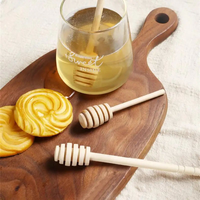 Mini Honey Spoon Eco-Friendly Long Handle Mixing Stick Dipper Honey Extractor Dessert Wooden Stirrer For Kitchen Supplies