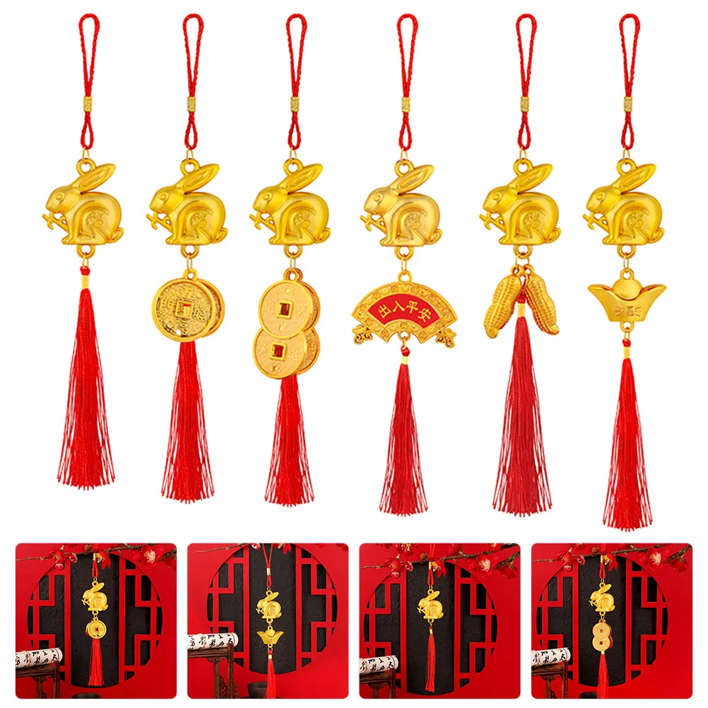 

Traditional Zodiac Rabbit Hanging Bonsai Ornaments Door Hanging Rabbit Happy Move Bonsai Pendant Gold Money Exterior Decor