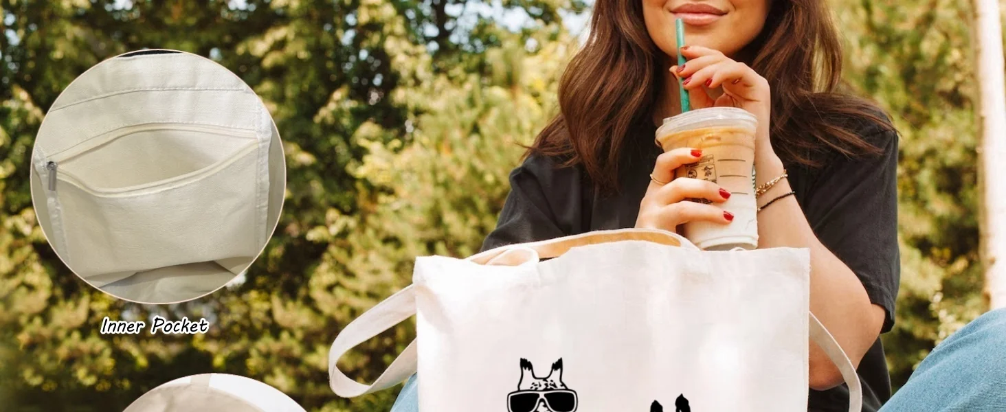 Funny Cute Giraffe Bag Canvas Bag for Women with Inner Pocket Book Bags Gift Reusable Grocery Bags