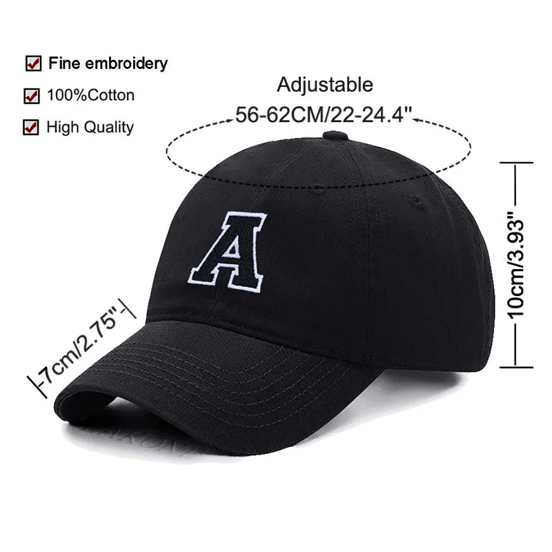 Custom Initial Letter A-Z Embroidery Baseball Cap For Men Womne High Quality Soft Cotton Fashion Team Sport Visors Snapback Caps 6