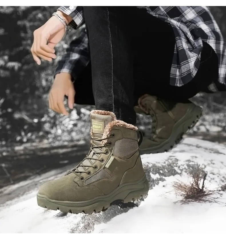 Winter Men's Boots Thick Plush Warm Snow Boots Outdoor Non-Slip