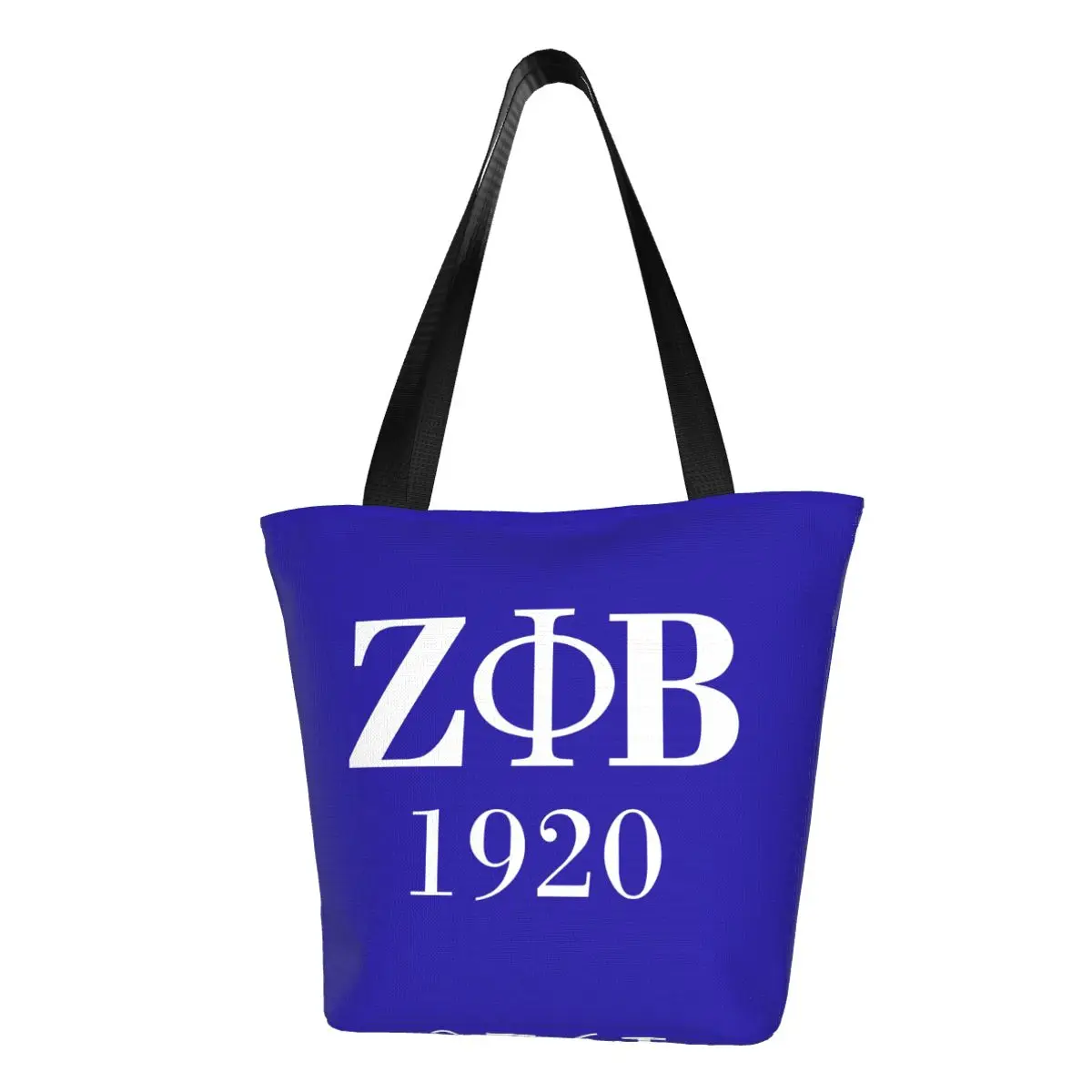 

Recycling Zeta Phi Beta Shopping Bag Women Canvas Shoulder Tote Bag Washable African American Groceries Shopper Bags