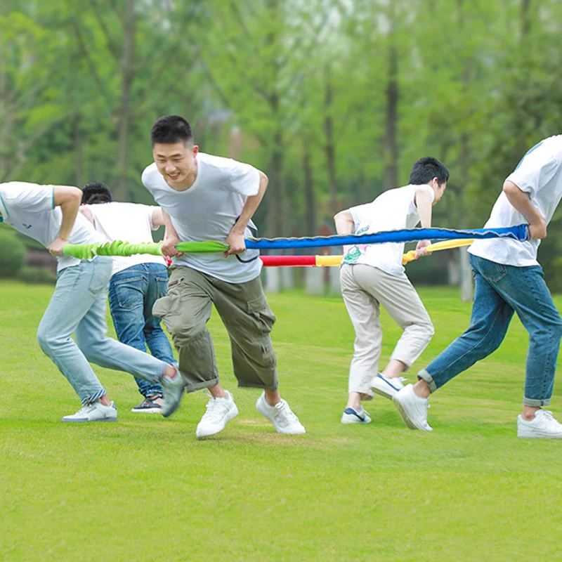 Outdoor-Gruppenspiele für Erwachsene und Kinder Elastisches Fleece-Kooperatives Dehnbares Band Sensorische Integrationsspielzeuge Teambuilding-Aktivitäten – Detail 5