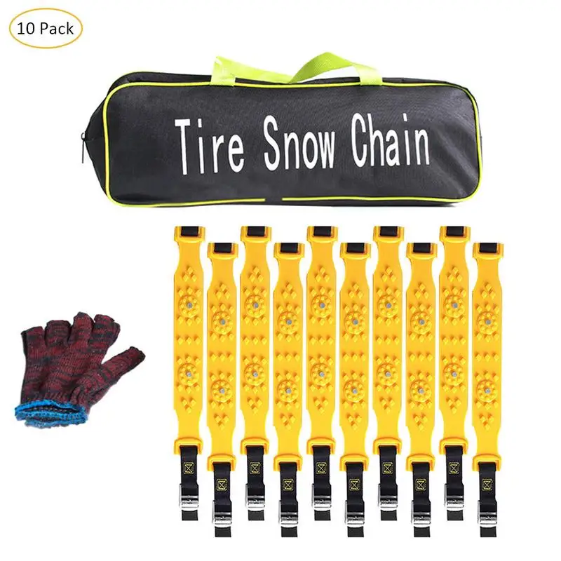 10PCS Car Snow Chains Widened Tire Snow Chain for Winter Auto Car Mud Tyres wheels Anti-Skid Autocross Outdoor R-1539