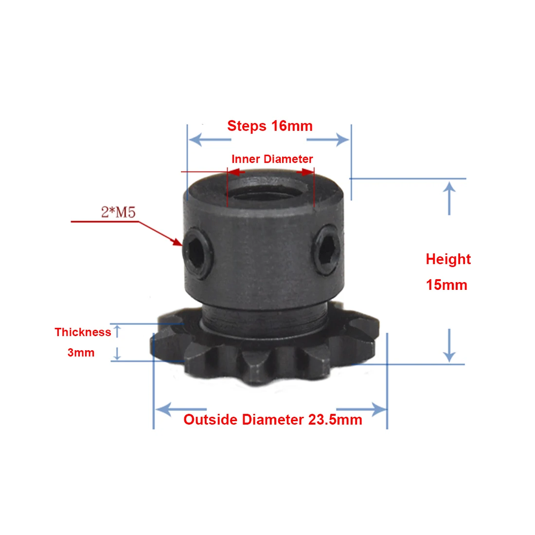 1pc 04C Chain Gear 45# Steel 10 Teeth Industrial Sprocket Wheel With Top Wire Bore 5mm 6mm 8mm 10mm