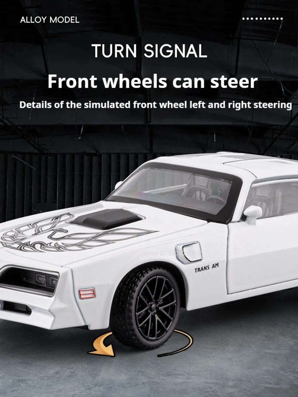 1:32 Firebird Viper Automodell Spielzeug Sound Licht Zurückziehen Fahrzeugtüren Geöffnete Legierung Druckgussmodelle Kinder Sammlerornamente – Detail 6