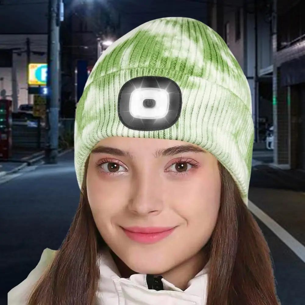 

Unisex Beanie Hat with LED Light Soft High Elasticity Super Bright Dimmable USB Rechargeable Caps with Headlamp