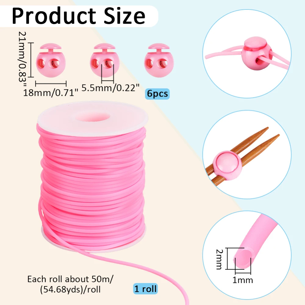 Bestewelry 40 M Holle Pijp Rubber Koord 2Mm Pvc Buisvormige Rubber Stitch Houders Tubing Breien Kapper Cord Voor Breien Craft Sieraden
