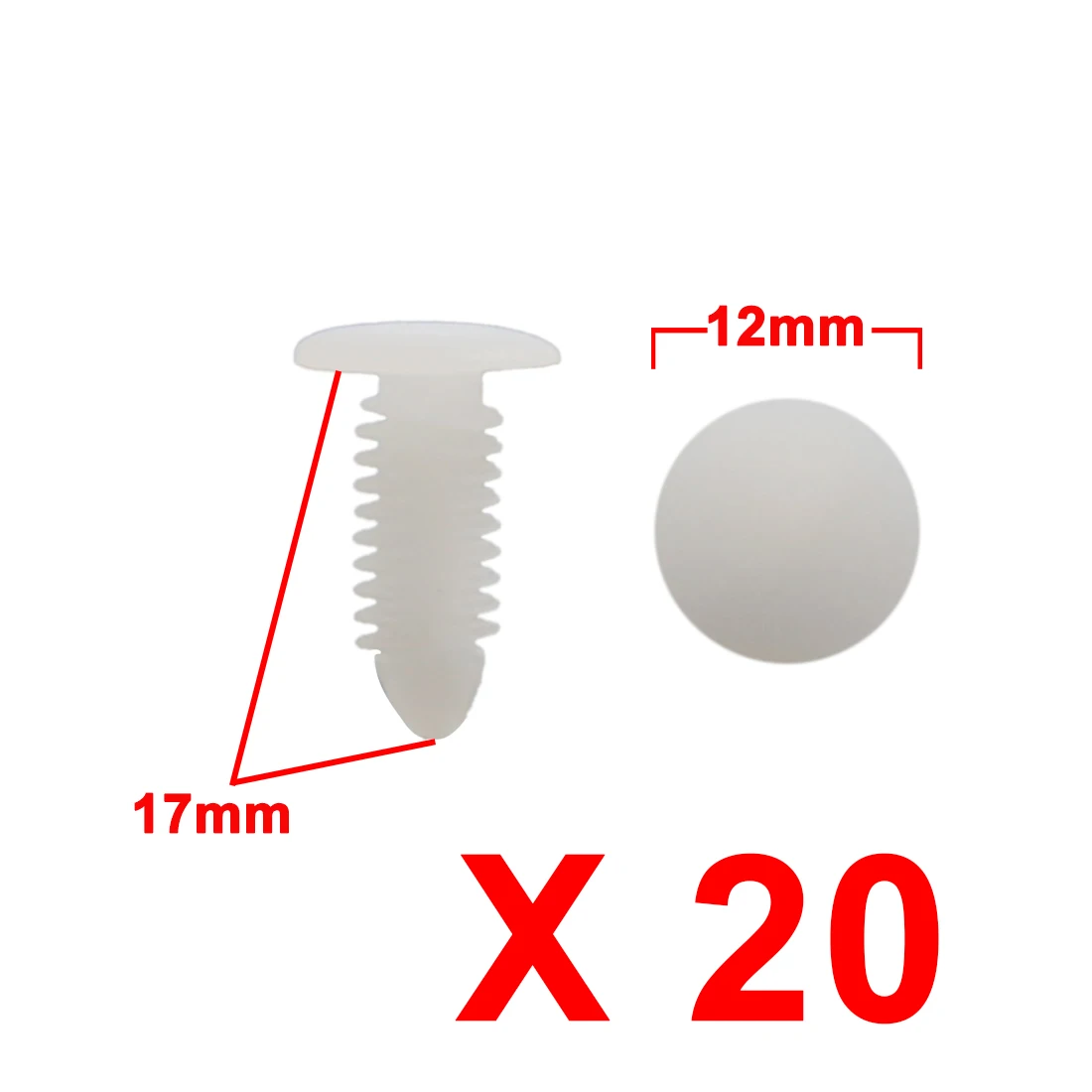 Rivets Plastique Pour Voiture - Lot De 20, Diamètre Trou 9mm, Longueur 32mm, Couleur Gris