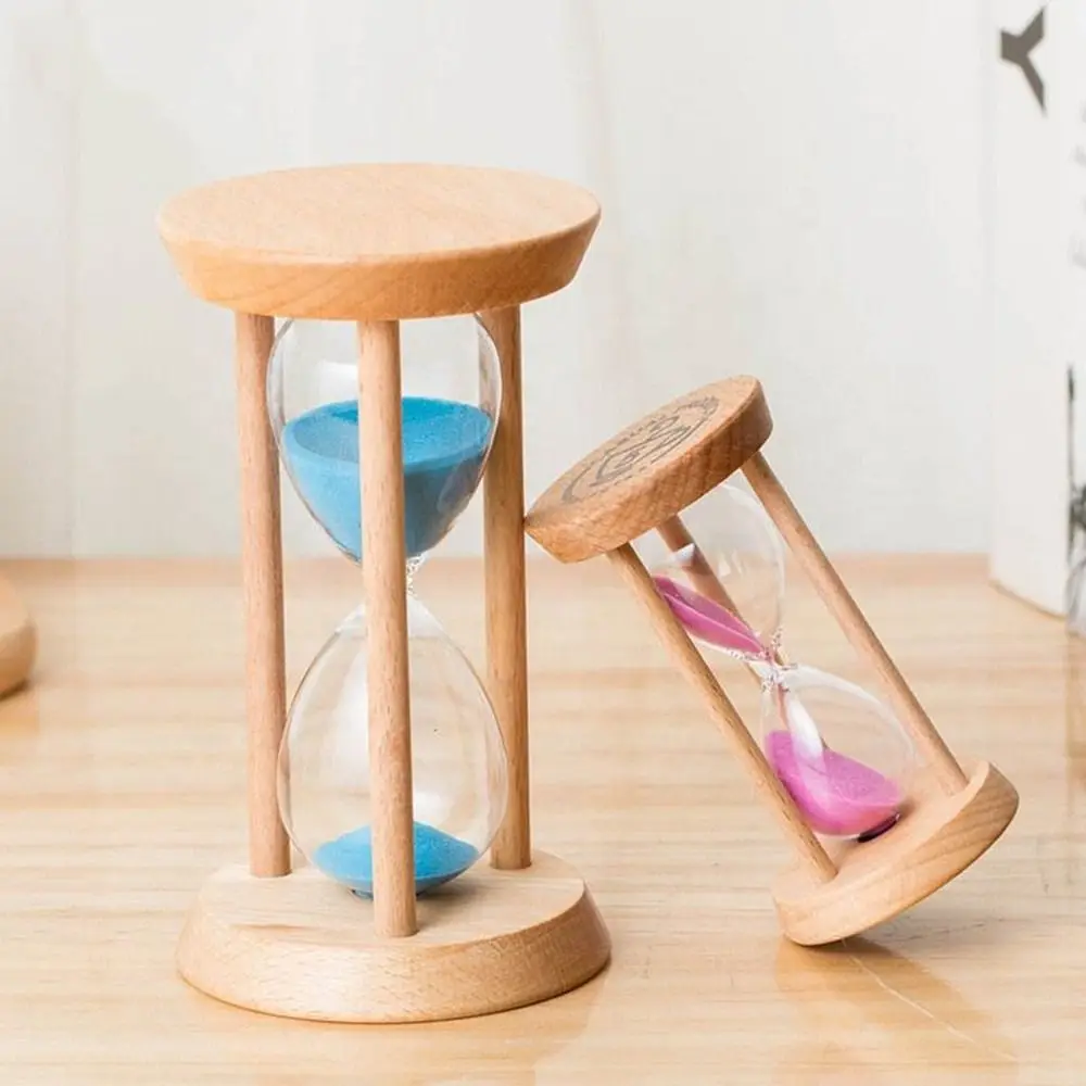 Durable Stable Connection Wooden Hourglass Wooden 1/3/5 Minutes Round Hourglass Timers 5 colors No Deformation Kitchen