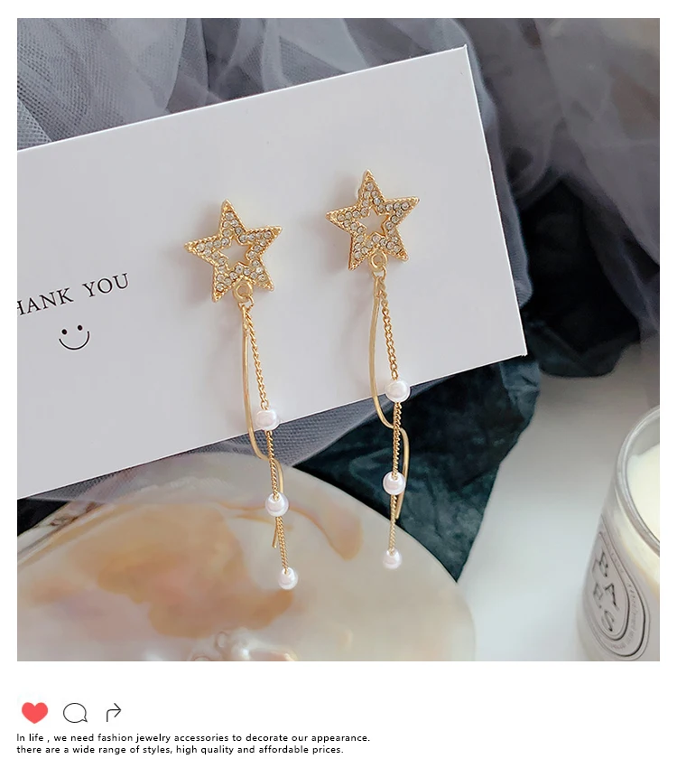 Long Pearl Tassel Earrings Sweet Pendant Earrings for Woman Fashion Jewelry