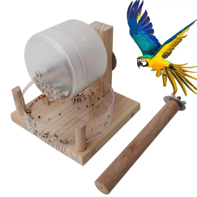 

Bird Feeder Wooden Parrot Food Dispenser Reusable Parakeet Dishes Cockatiel Water Container food bowl Birds Cage Accessories