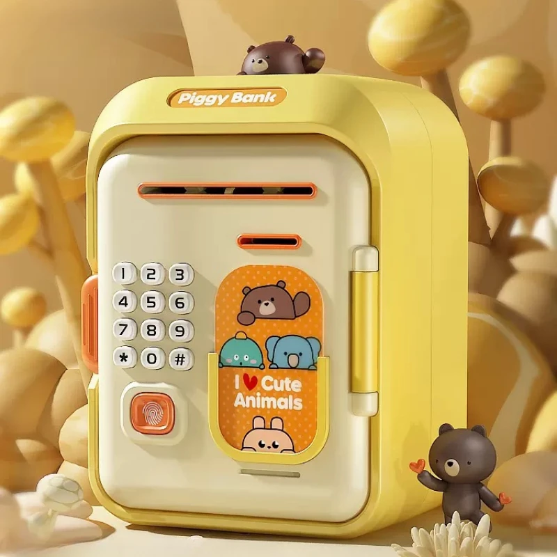 Electronic Piggy Bank Money MINI ATM Saving Box Password Simulated Fingerprint Money Bank for Cash Coins Kids Birthday Gifts