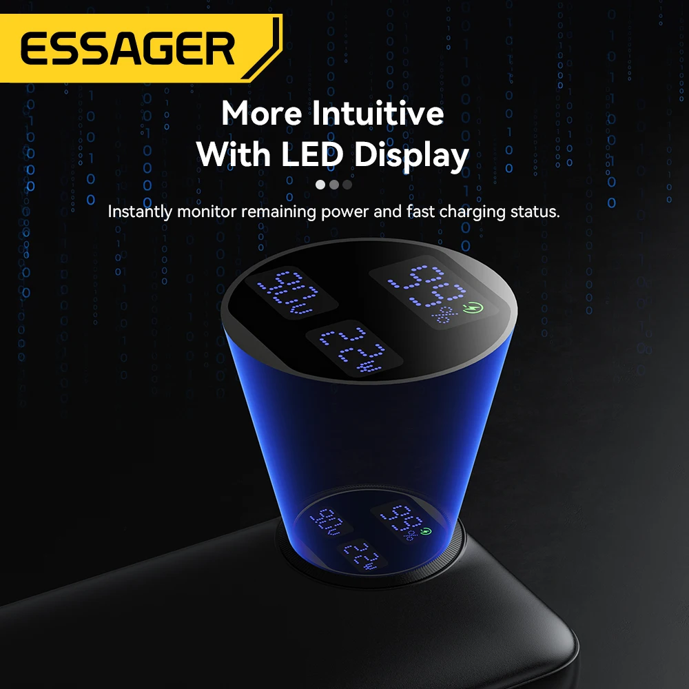 Essager Power Bank 20000mAh Caricatore portatile con cavo integrato Display digitale Capacità della batteria 22,5W per iPhone 15 14 13 pro - immagine 5