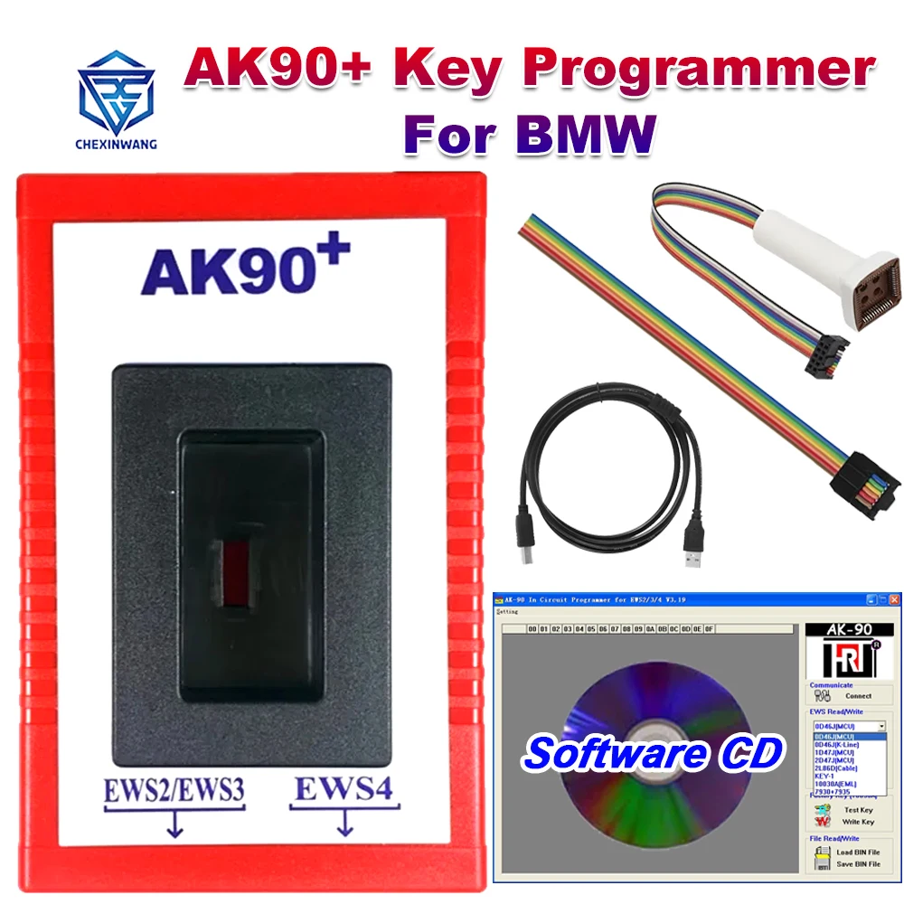 Ak90 Ak90 + Programmatore Chiave Automatico Compatibile Con Bmw Ews Cas Strumento Programmatore Automatico Versione V3.19 Per Bmw Ews Cas 1995-2009