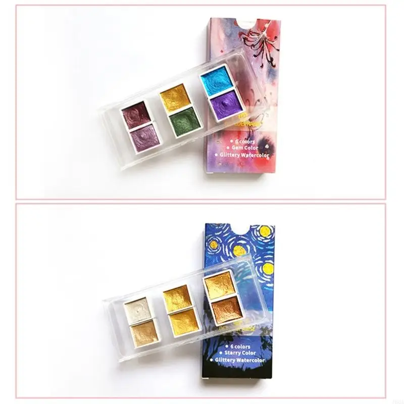 J60A Solid Paints Metallic Watercolor Pigment 6/12 Colors for Coloring Paint