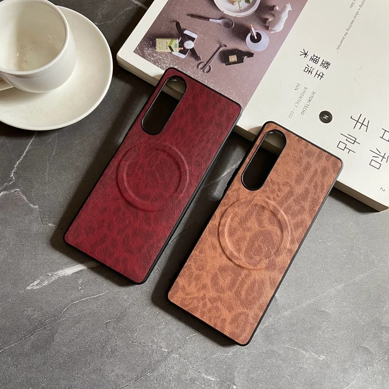 Magnetic Leather Leopard Floral Shockproof Phone Case with Mag-safe