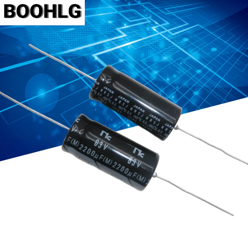NIC Horizontal Axial Polarized Aluminum Electrolytic Capacitor 63v 2200uf 18X40mm 5PCS