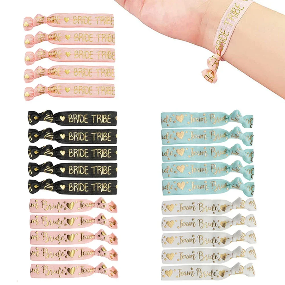 6/11pcs Team Bride Bracelets Bachelorette Party Favors Wristbands Bracelets  Bride Tribe Hair Ties Bachelorette Party Supplies