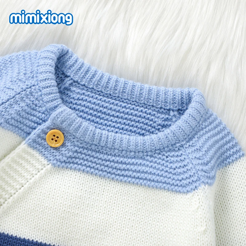  여아 롬퍼, 가을 크루 넥, 긴팔 니트,  남아 점프수트, 원피스 겨울  유니섹스 플레이수트, 0-18m 착용