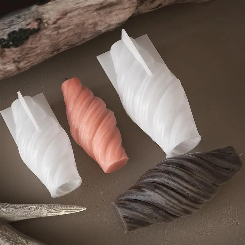 나선형 실리콘 양초 몰드 크로와상 모양 DIY 수제 3D 석고 송진, 수제 선물 만들기, 홈 데코