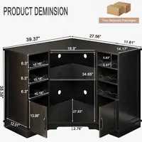 40 Black Oak Home Bar Cabinet with Mini Ridge, Wine Racks & Storage for Kitchen or Living Room 3