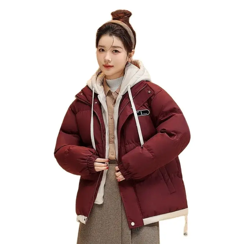 fashion-fake-two-pieces-women's-winter-jacket-2023-new-contrast-color-sweater-hooded-thickened-warm-coat-for-men-and-women