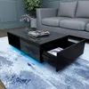 43.3IN LED Black Coffee Tables for Living Room with 16 Colors LED Lights Modern Coffee Table with Storage Drawer Rectan 3