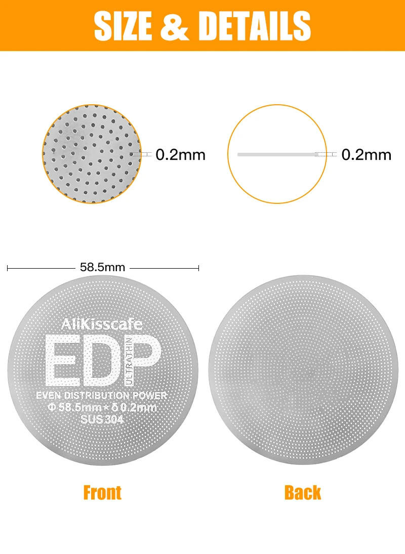 Espresso Puck Sieb 51mm 53,5mm 58,5mm wieder verwendbarer Doppelschicht-Metall filter 0,2mm Dicke für Sieb träger Barista Zubehör – Detail 5