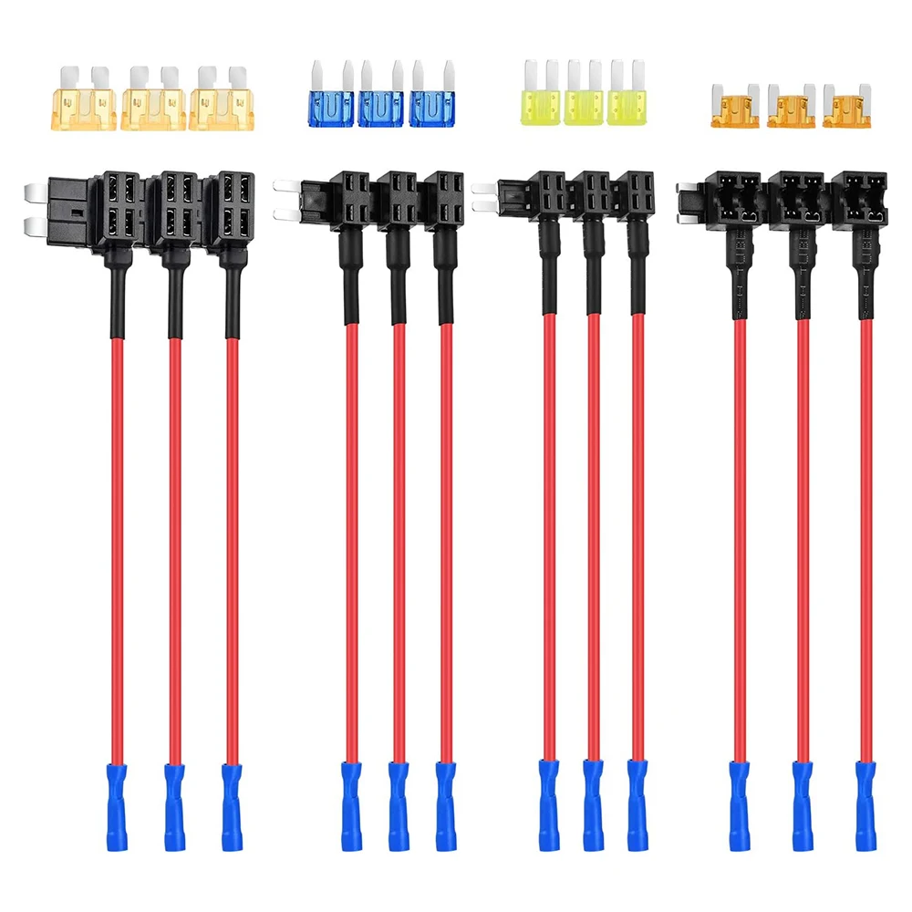 4 Mini Portafusibili A Rubinetto Per Auto, Lama ATO/ATC, Con Fusibili Da 10 A, 12V-24V, Set Completo