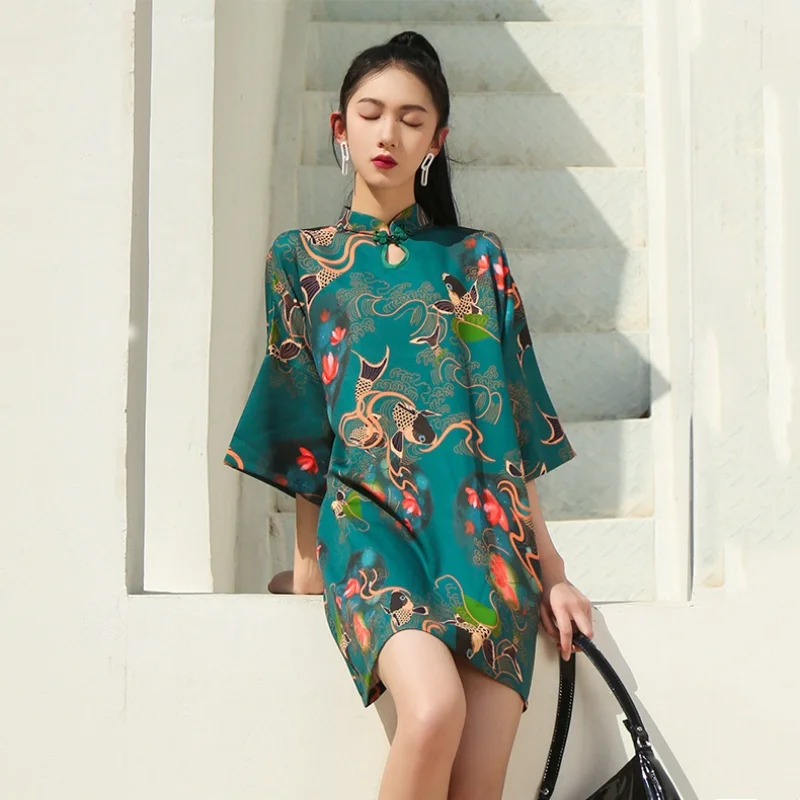 New Chinese Traditional Dress Y2K High Street Women Improved Qipao Chinese Loose Cheongsams ципао 치파오 Vestidos Para Mujer chinese dress