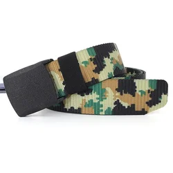Premium Camouflage Men's Outdoor Sports Canvas Belt - Stylish Nylon Fashion Accessory - 3.8cmX110cm (Black camouflage)