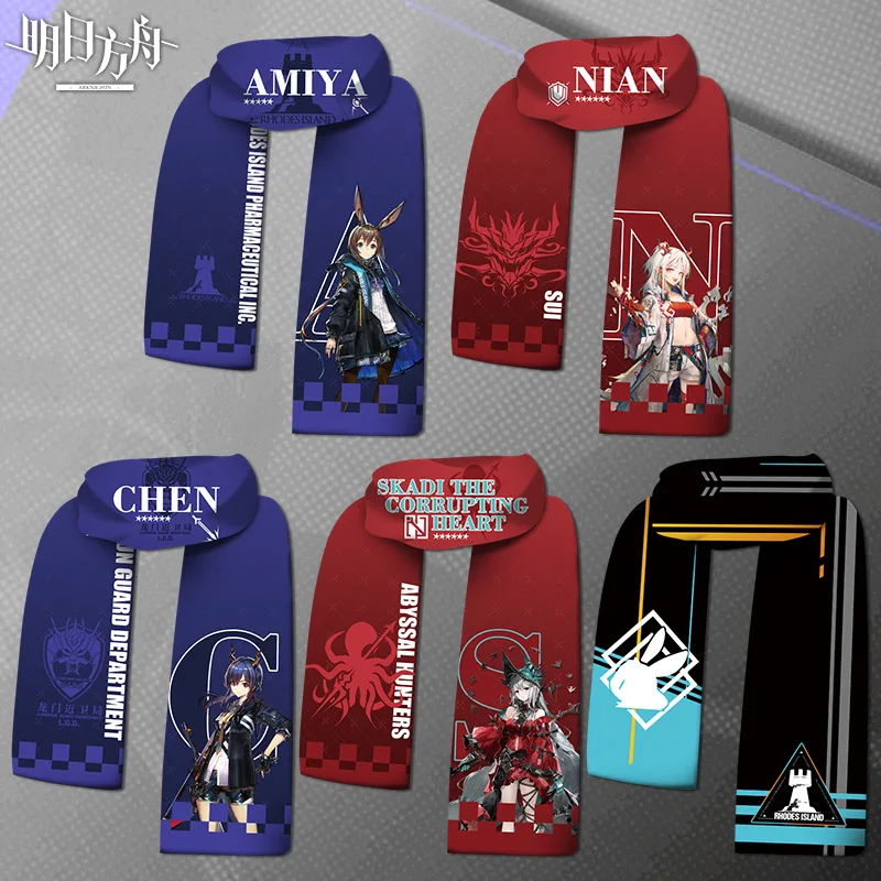 Anime Arknight Rhodesisland Warm Scarfs Scarf Cosplay Costume Daily Casual Scarves Plush Double Sides Printed