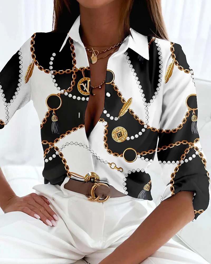 Women's Long Sleeve Shirt, Elegant Office Lady Blouse, Casual Tops, Plus Size, S-5XL, New, Autumn, Winter, 2022