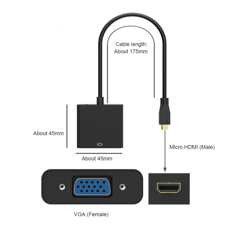ũ HDMI Է-VGA  Ŀ ũ HDMI-VGA ̺  1080P ī޶ Ʈ PC HDTV PS4  TV