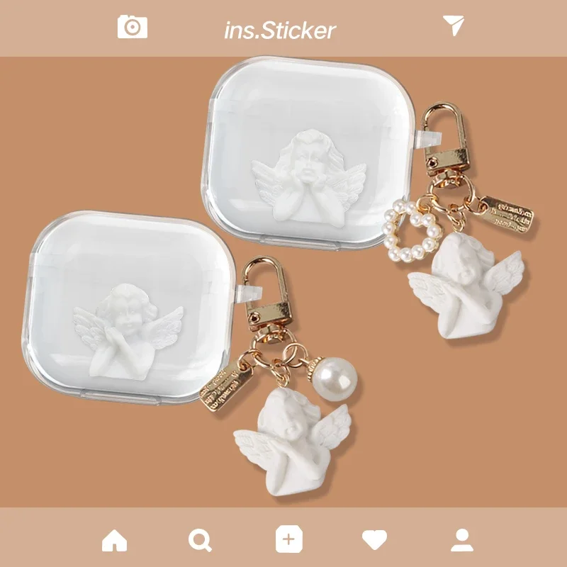 Per Oppo Enco Free 2 / 2I Custodia Cute Angel & Portachiavi Auricolari Cover Trasparente In Silicone Per Oppo Enco Free 2I