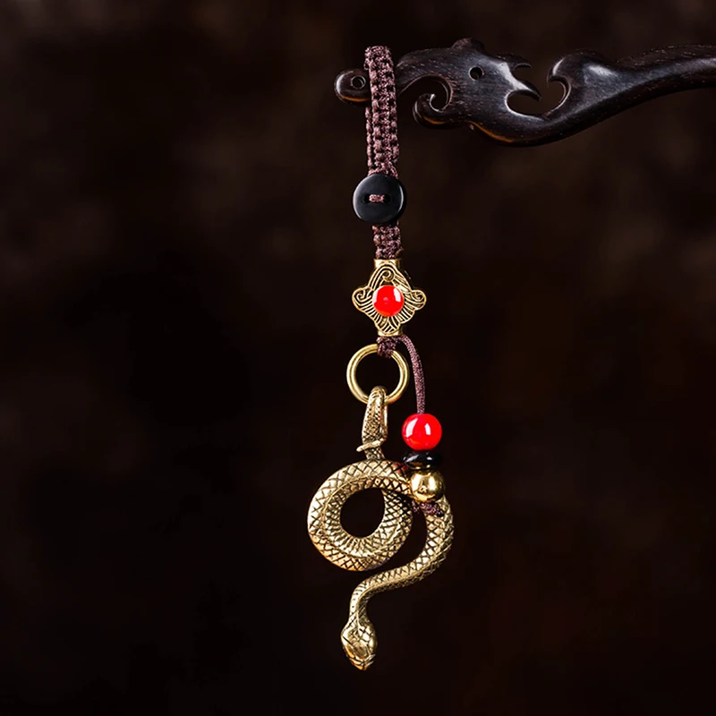 YumSur Portachiavi Serpente – Anno Del Serpente 2025 – Feng Shui Portafortuna – 8 Pezzi In Ottone – Regalo Capodanno Cinese