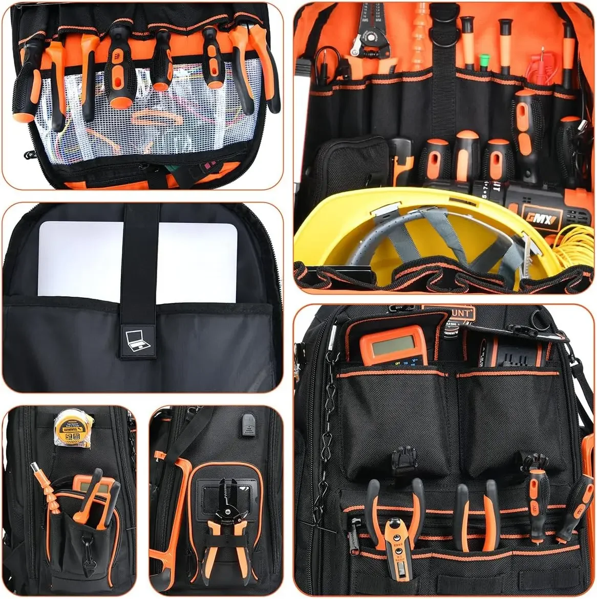 Backpack Tool Bag Tool Backpack Heavy Duty Organizer, Water-resistant HAVC Backpack Electrician Box with Molded B 5