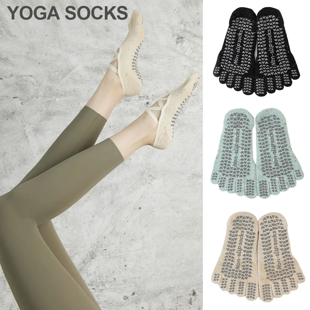 Five-Finger Interlace Yoga Socks Professional Cotton Exercise Short Socks  Pilates Ballet Silicone Non-Slip Fitness Equipment - AliExpress