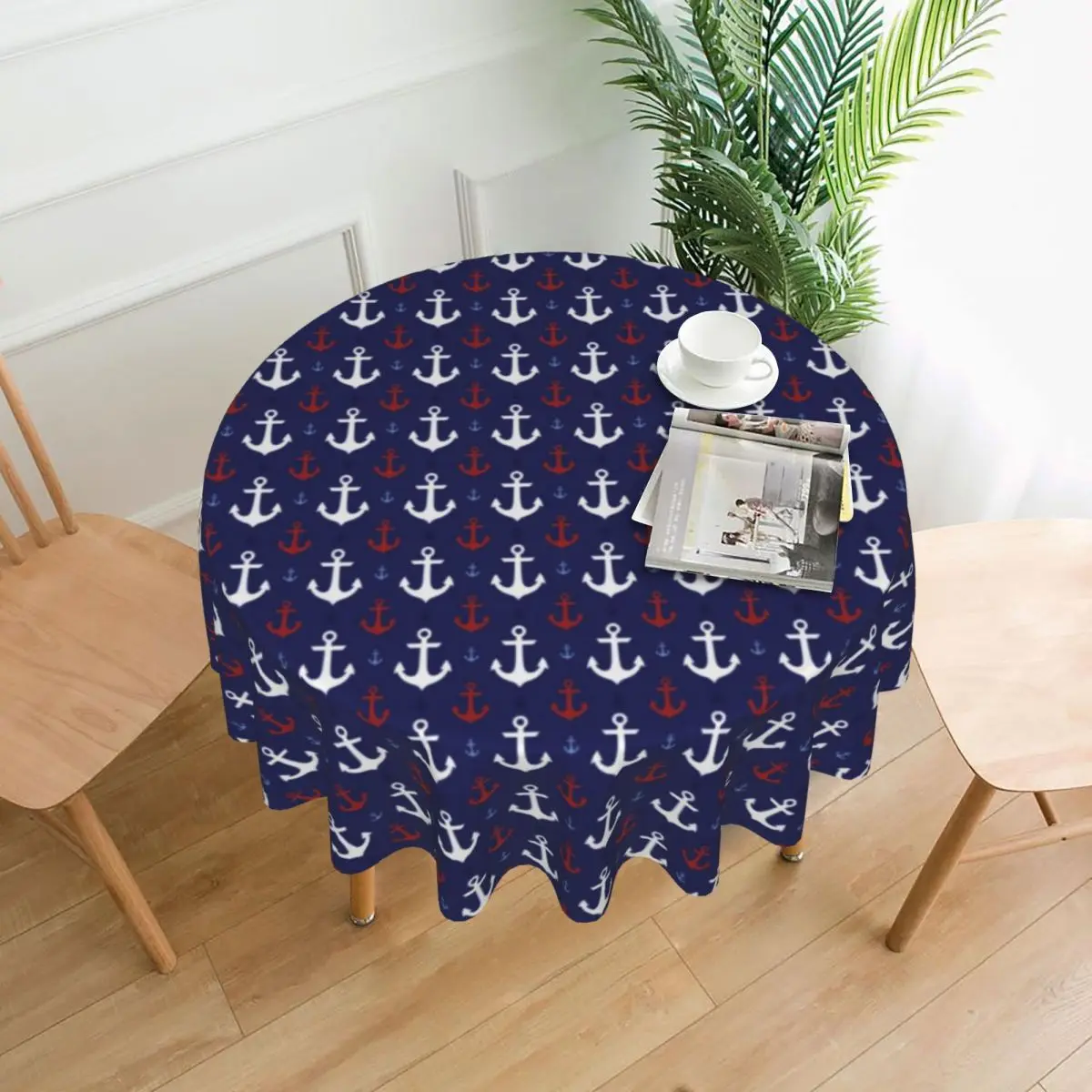 

Nautical Sailor Tablecloth Anchors Print Print Protector Table Cover Polyester Summer Wholesale Beautiful Table Cloth
