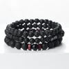 Bracelet élastique 3 pièces/ensemble en perles de pierre naturelle pour couple, bracelet de prière, bijoux de yoga et de méditation bouddhiste pour amis, cadeaux
