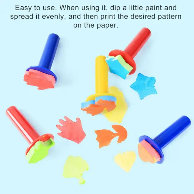Convenient Cleaning Plastic Handle Kids Art DIY Painting Stamps for Indoor 5
