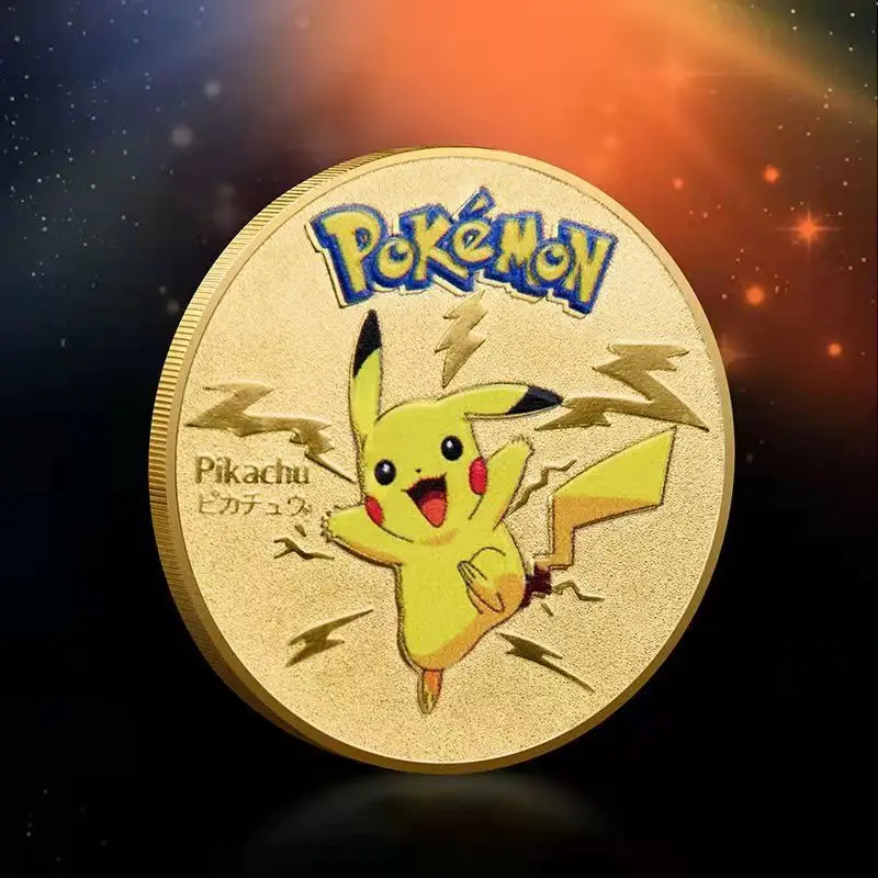 Pokemon Cards Animation Game Cards Anime Cards Anime Trading Cards Collectible Cards Pokemon Toys Gold Pokemon Coins Metal Mewtwo Coins Anime Commemorative Coin Charizard Pikachu Golden Pokemon Cards Round Metal Coin Toys