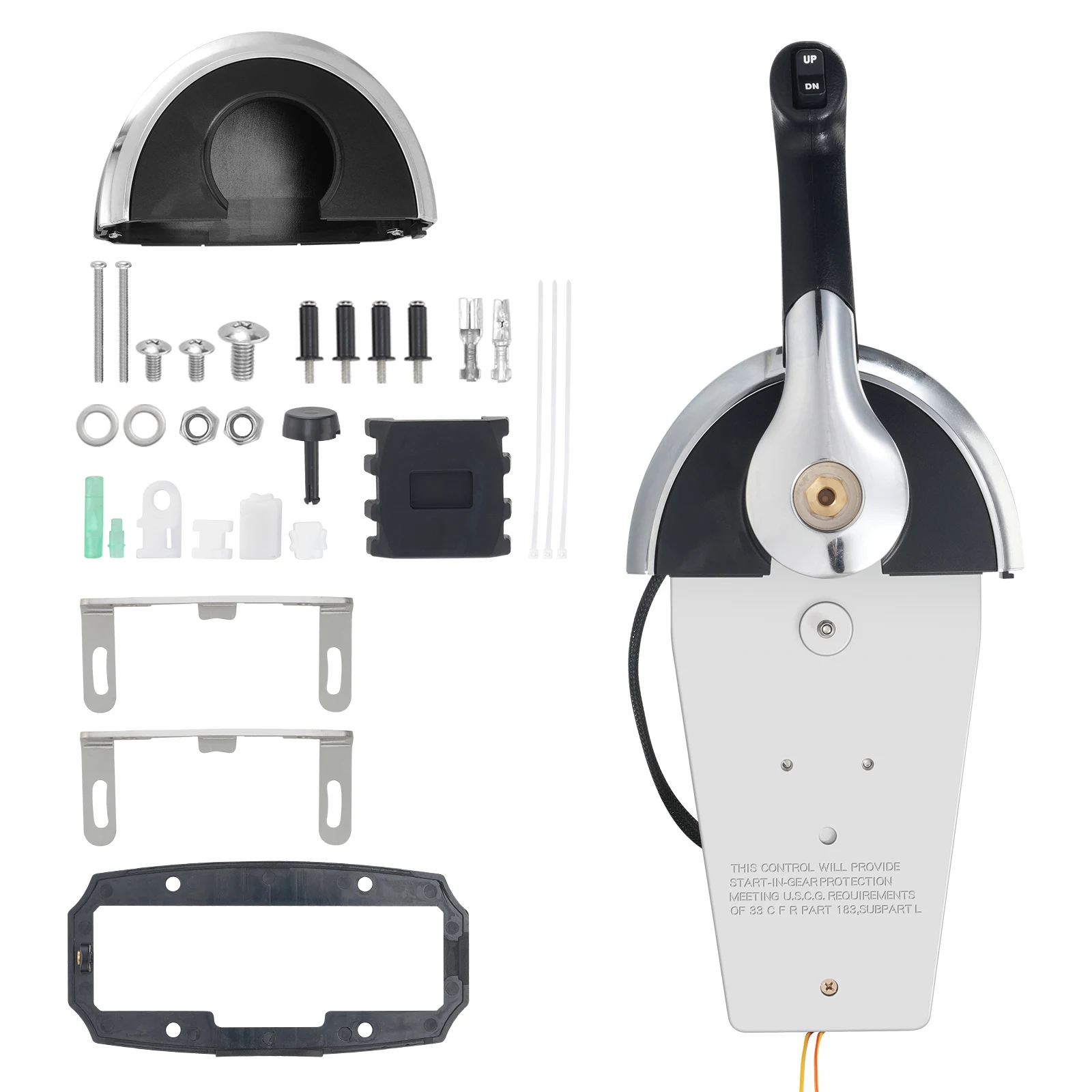 SucceBuy Boat Throttle Control, 8M0059686 Top-Mounted Outboard Remote Control Box for Mercury PT 2-Stroke with Power Trim Switch