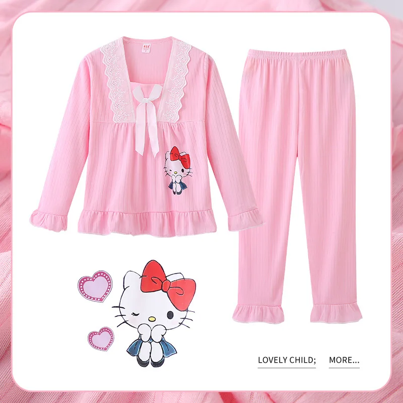 

Новый весенне-осенний милый детский пижамный комплект в стиле аниме, милый мультяшный пижамный комплект для девочек с длинными рукавами, домашняя одежда, подарок