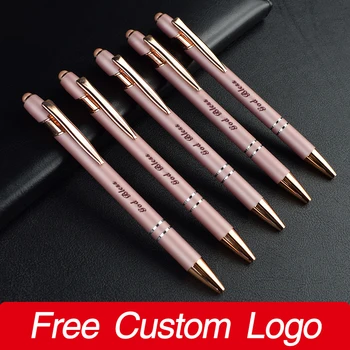 Rose Gold Ballpoint Pens Personalized Custom LOGO Pen With Name Engraving School Teacher Stationary Wedding Gift Free Shipping