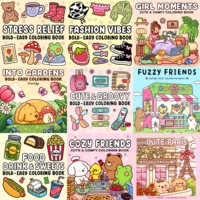 Adults and Teenagers Coloring Book, Cute and Comfortable Daily Relaxation Activity, for Solo Moments, Festival Gift 1