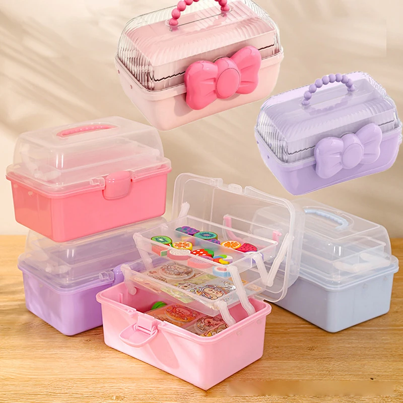 Multi-layer Hairpin Organizer Cute Jewelry Case Girl Head Rope Headband Display Rack Children's Hair Accessories Storage Box
